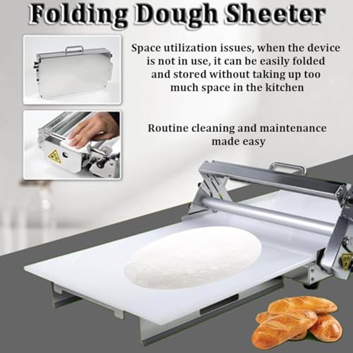 Macchina Professionale per La Stesura Dell'Impasto, Design Pieghevole con Spessore Regolabile per Pressare E Stendere La Pasta, Dimensioni: 103X58X25 Cm