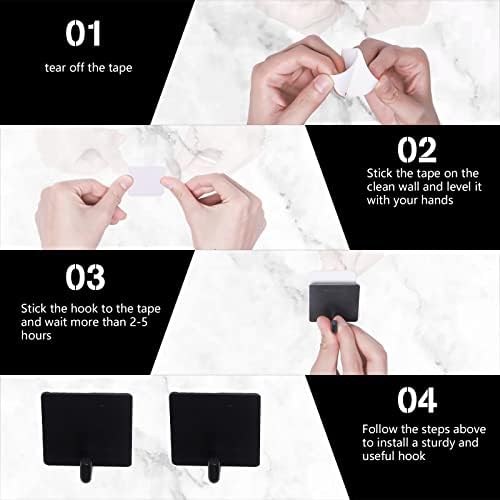 ANOTHEEE Self Adhesive Hooks, Heavy Duty Adhesive Hooks Bathroom Door Hooks Office Home Kitchen Stick on Hooks for Hanging Coats Towels Keys-Anti-Rust Waterproof SUS304 Stainless Steel (6 Pack, Black)