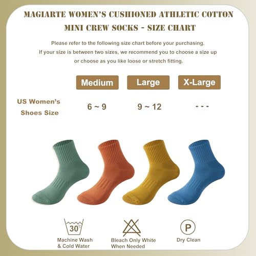 Image of MAGIARTE Womens Athletic Cotton Mini Crew Socks Thick Cushioned Running Hiking Multi Sports Socks for Women 4 Pairs