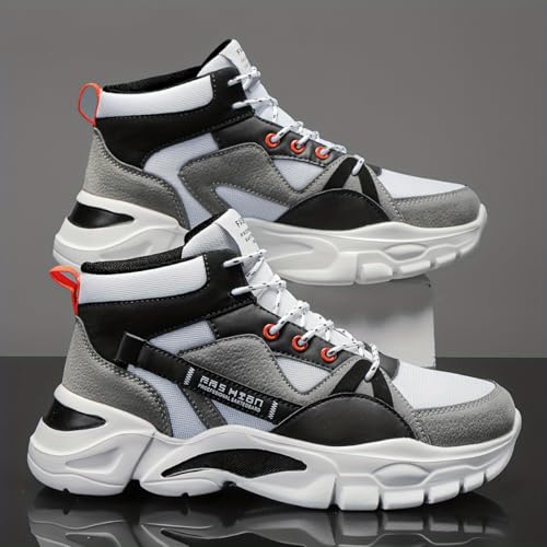 Men's High-Top Thick-Soled Dad Shoes, Letter Patch Walking Skateboard Sneakers Casual Shoes Men's Shoes2