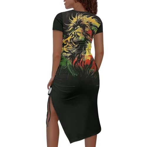 Image of Short Sleeve Dress for Women,Sexy Bodycon Dress,Plus Size Slit Dress,String Design s-4xl