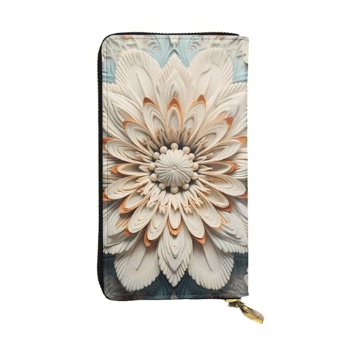 Portefeuille durable pour femme HYTTER en cuir noir texturé au motif Shellac