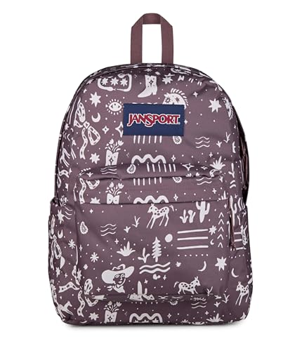 Image of JanSport SuperBreak Plus Backpack with Padded 15-inch Laptop Sleeve and Integrated Bottle Pocket - Spacious and Durable Daypack for Work and Travel, Yeehaw And Horses Mahogany Haze /Cream