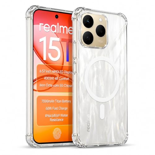 Image of Transparent Back Cover for Realme Narzo 90 / Realme 15T 5G / Poco M8 Back Cover Shockproof Side TPU Bumper & Back Clear Pc Protective Magnetic Support Cover Case (Realme 15T 5G)