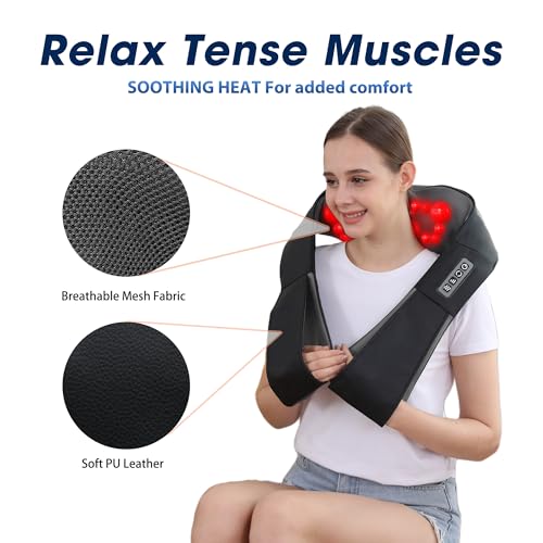 image for UFFAE Shiatsu Neck and Back Massager with Heat,Electric Deep Tissue Kn