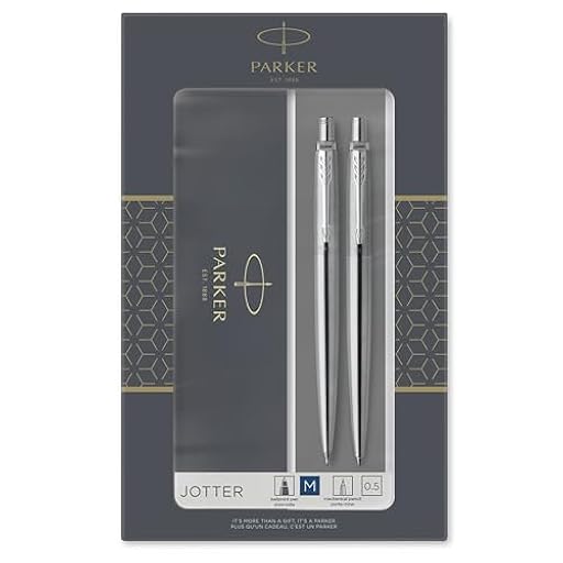 Parker Jotter set de regalo doble con bolígrafo y portaminas (0,5 mm), acero inoxidable con adorno cromado, recambio de tinta azul, estuche de regalo | Ya disponible en tu tienda friki favorita! En mundofriki.es!