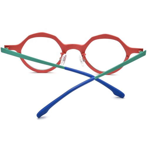 Image of FONEX Colorful Pure Titanium Glasses Frame Women Retro Round Eyeglasses