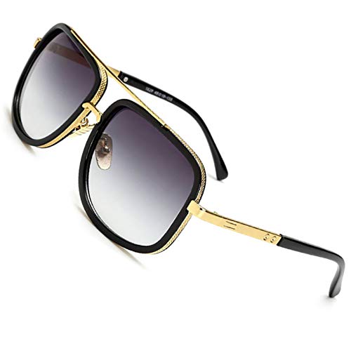 SHEEN KELLY Grote retro zonnebrillen merk metalen frame piloot ruimte spiegel bril heren dames goud/zilver