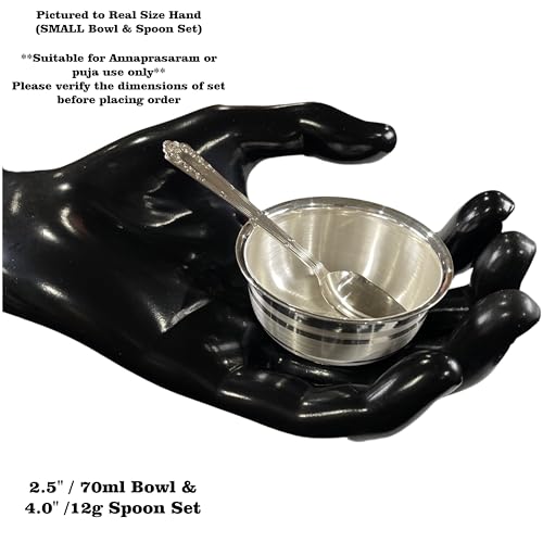 Balaji-999-Pure-Silver-Hallmarked-Anna-Prasana-Small-Bowl-Spoon-Set