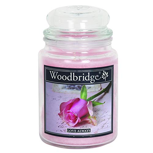 Woodbridge Große Duftkerze im Glas mit Deckel | Love Always | Duftkerze Rose | Kerzen lange Brenndauer | Raumduft für Zuhause | Geschenk für Muttertag