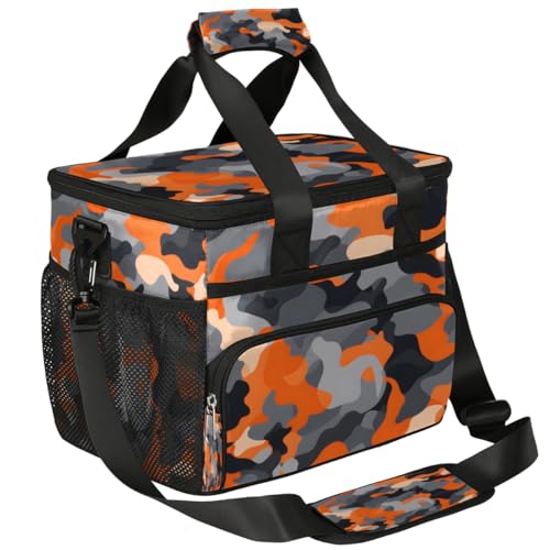 Camo Skin Insulated Picnic Backpack Lunch Box for Women Men Picnic Basket Tote Lunch Bag Picnic Bag Portable Lunch Bags for Picnic, Beach, Work, Trip,Office, Camp Fashion Camouflage