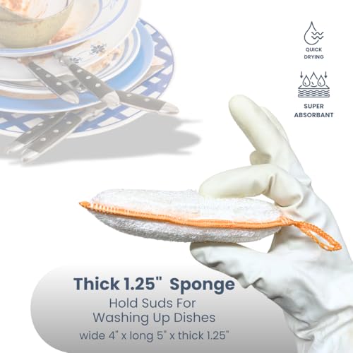 Whiff's Bamboo Sponges, Durable, Washable, Absorbent, Antibacterial, Long-Lasting, Kitchen and House Hold Multi-Tasking 4pk