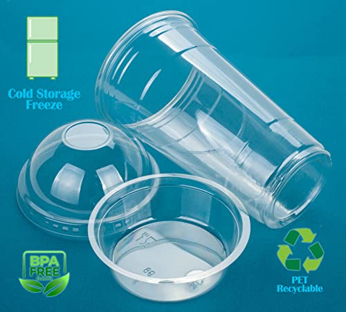 Image of GOLDEN APPLE Cup series, 24oz-50sets Clear Plastic cups+4oz insert with Dome lids no hole, BPA Free(50cups+50inserts+50lids)