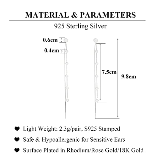 Sluynz 925 Sterling Silver Pearl Dangle Earrings Chain For Women Teen Girls Elegant Pearl Tassel Earrings Long Earrings (Pearl Dangle Earrings) #TOP6