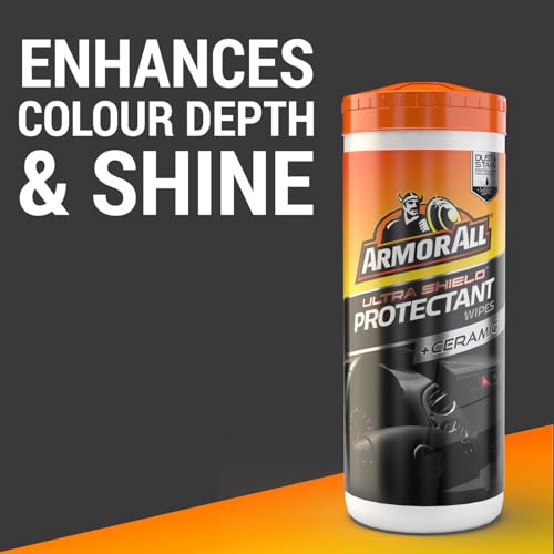 Armor All Ultra Shield + Ceramic Car Interior Protectant Wipes 24pk, 5-in-1 Dashboard Cleaner with UV Protection, Premium Interior Car Cleaner, Dust & Stain Repellent Technology with Ceramic Coating