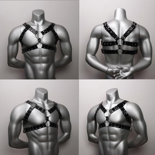 Harness Leder Brustgurt für Gay Herren, Verstellbarer Geschirr, Körper Bondage, Fetisch,Sexy Unterwäsche,Punk Gothic Kostüme