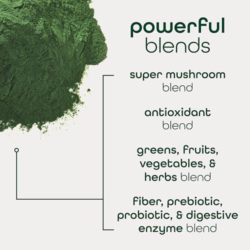 Image of Zena Nutrition Organic Super Greens Powder, 70+ Superfoods, 0 Sugar, 3G Fiber, Spirulina, Chlorella, Mushrooms, Prebiotics /Probiotics, Digestive Enzymes for Gut Health, Mango, 30 Servings