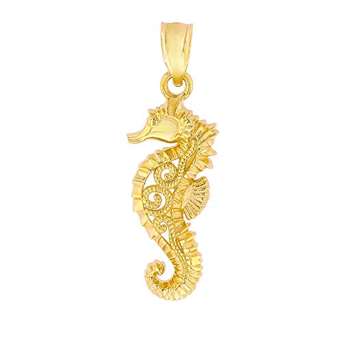 14k Filigree Seahorse Charm Pendant