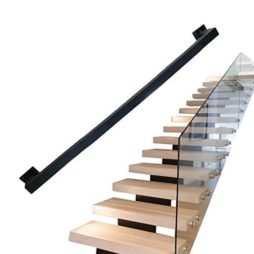 Escalera negra de metal para escaleras con soportes de pared de 90 cm, barra de seguridad para baño, pasillo y uso al aire libre, y elegante riel de apoyo