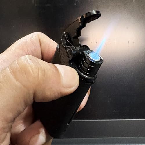 Image of Windproof Jet Flame Refillable Slide Button Cigarette Lighter Pocket Lighter (Black)