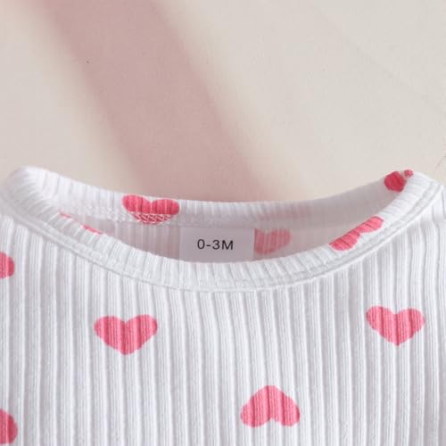 LUVCES Neugeborene Baby Mädchen Outfit Cord-Hosenträgerrock + Gerippte Langarm Top mit Herz+ Stirnband 3-teiliges Herbst Winter Kleidungsset 3Pcs Rosa Liebesherz 12-18 Monate