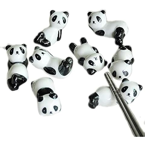8Pcs Ceramic Chopstick Holder Ceramic Chopstick Rest Cute Chopstick Rest Panda Chopsticks Rest Dinner Spoon Stand Fork Holder Kitchen Art Craft Tableware for Placing Chopsticks While Eating Cover