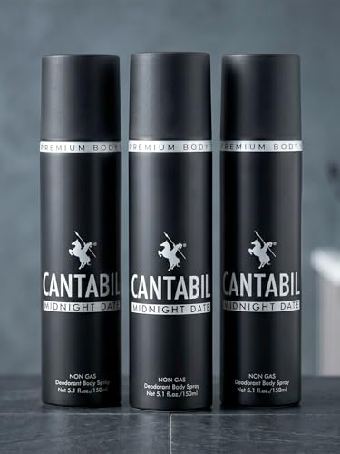 Image of Cantabil Midnight Date Unisex Long Lasting No Gas Deodorant Body Spray | Pack Of 3 X 150ml With Lotus, Lily & Musk | Perfume Deo For Men & Women | Rakhi Gift for Brother