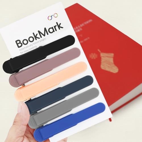 Image of SMUK 6pcs Automatic Bookmark, Silicone Book Marks for Reading Women, Men, Kids, Book Lovers, Cute Unique Book Markers for Reading, Reading Accessories Gifts for Book Lovers