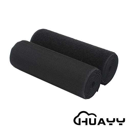 HUAYY Sew on Hook and Loop Style,Non-Adhesive Nylon Strips Fabric,6 Inches Width 1 Yard Length,Black (6in x 1yd)