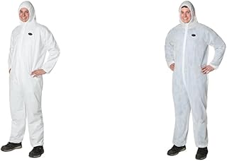 Pioneer V7015550-M Microporous Disposable Coverall, Chemical Protective, Breathable and Comfortable White, M & V7013550-XL Polypropylene Disposable Coverall, Front Zipper, Elastic Waist