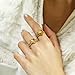 Vintage Thick Heart Statement Ring for Women 18k Gold-Tone Plated Dainty Engagement Promise Love Minimalist Stacking Pinky Finger Band Rings Cocktail Party Fashion Wedding Valentine Jewelry for Her (9)