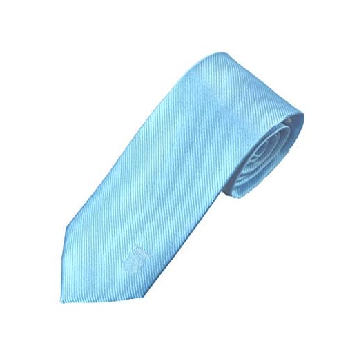 Corbatas de hombre azul celeste - 100% seda - Corbata de hombre finas azul cielo con logotipo tejido de una casa real - Pietro Baldini