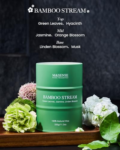 Image of M&SENSE Bamboo Scented Candles Natural Non Toxic, Aromatherapy Candle for Stress Relief Meditation Relaxing, Housewarming Gifts for Women Men, 11.3oz 70 Hour Long Burning