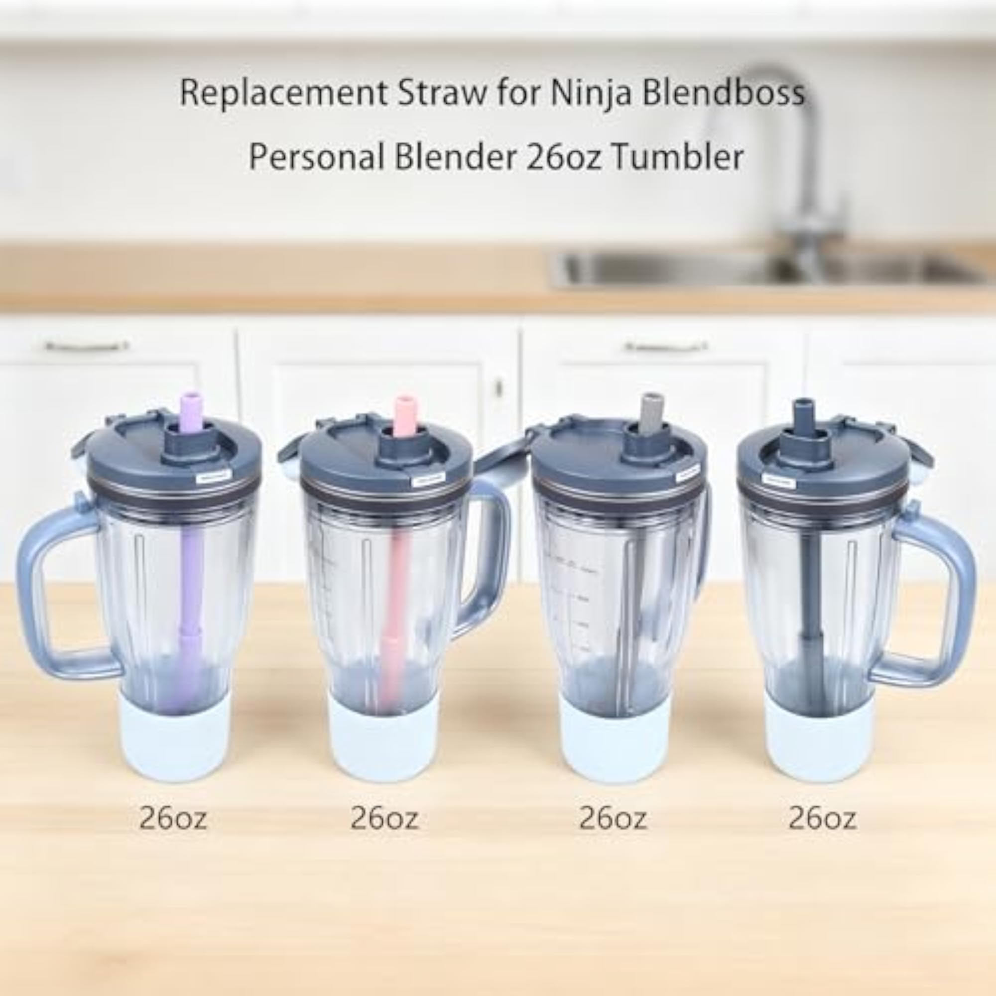 Replacement Straws for Ninja Blendboss Personal Blender, 4 Colours