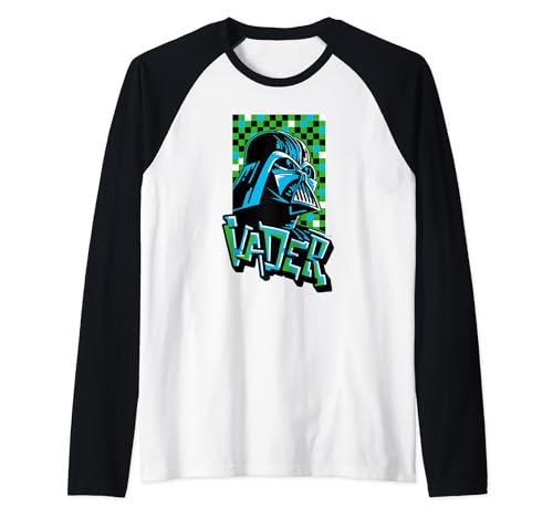 T-shirt Baseball Raglan Star Wars Darth Vader Pixel Art Style Graffiti pour Fan
