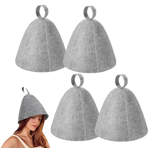 4 Stück Saunahut,Saunamütze Herren,Sauna Mütze,Sauna Hut,Filz Saunakappe Für Damen Und Herren,Saunahut Filz Sauna Hut,Für Saunaliebhaber Ein Wellness Erlebnis (Grau)