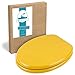 Produktbild Calmwaters® Gelber WC Sitz mit Holzkern Modern Wellness, Metall-Befestigung, universale O-Form, Holzkern Toilettendeckel, Komfort Klodeckel, ovale Toilettenbrille, hygienisch, Gelb, 26LP2765