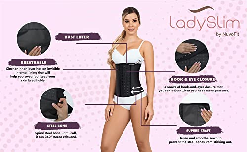 Lady Slim Fajas Colombianas Reductoras Y Moldeadoras Para Mujer Underbust Latex Waist Trainer Hourglass Body Shaper For Women Black V2 S #TOP5