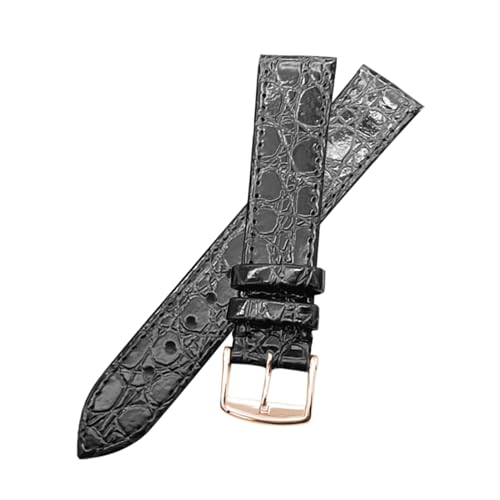 Image of FYXT 13 18 20mm Replacement Watchbands Compatible With Longines Genuine Leather Watch Bands Bracelet Clasp(Black rosegold clasp,20mm)