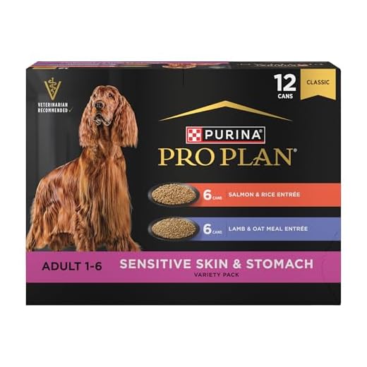 Purina Pro Plan Sensitive Skin and Stomach Wet Dog Food, Salmon and Rice and Lamb and Oat Meal Variety Pack - (Pack of 12) 13 oz. Cans
