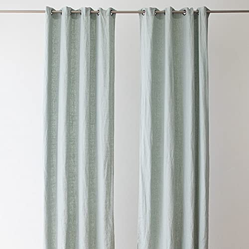 LinenMe Leinen Vorhänge mit Ösen Terra - Gardinen Leinen 100% - Natürliche leinenvorhänge für Fenster Schlafzimmer Wohnzimmer - Seeschaum