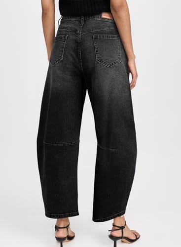 Sidefeel Women's Barrel Jeans Wide Leg Vintage Mid Rise Y2k Baggy Boyfriend Ankle Denim Pants2