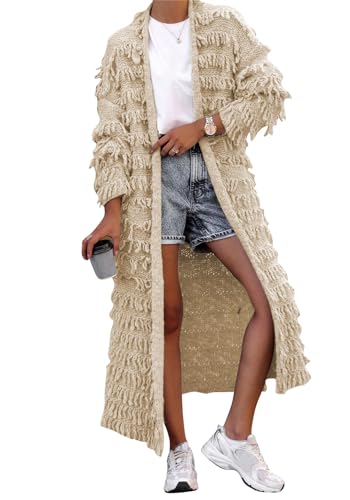 SHINFY Women's Open Front Cardigan Sweaters 2023 Fall Tassel