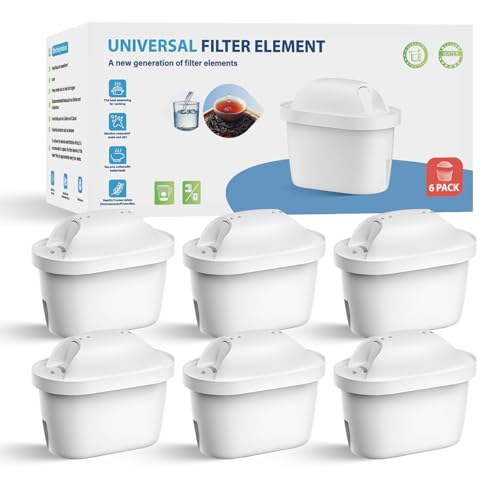 WaterJingYi Cartucho de Filtro de Agua, Recambio Para Brita® Maxtra Pro® Maxtra+® Plus All-In-1, Compatible Con Los Filtros De Jarra Brita® Marella® (6)
