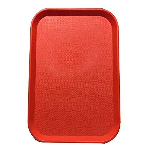 Image of Serving Tray Platter Rectangular Shape Plastic Trays for Drink Breakfast Tea Dinner Coffee Salad Food for Dinning Table Home Kitchen 12x16 Inches Red
