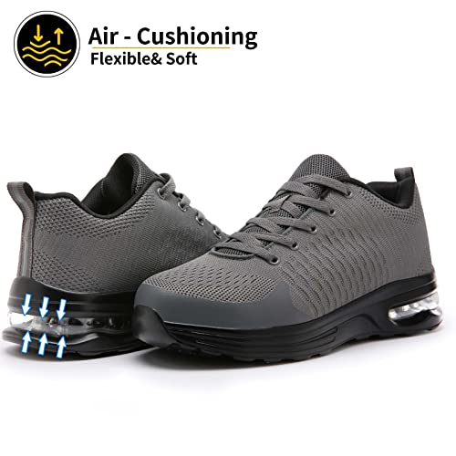 Image of LUPWEE Steel Toe Shoes for Men Women, Slip Resistant Safety Work Shoes Puncture Proof Comfortable Indestructible Sneakers with Specialized Work Insole for Industry Construction Warehouse