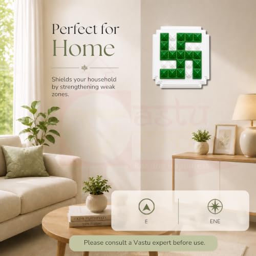 Image of Plastic Green swastik Pyramid Plate | Size- 2.5 Inch Approx | Wall Sticking Swastik | Pack of 2 | Prosperity & Peace Enhancer