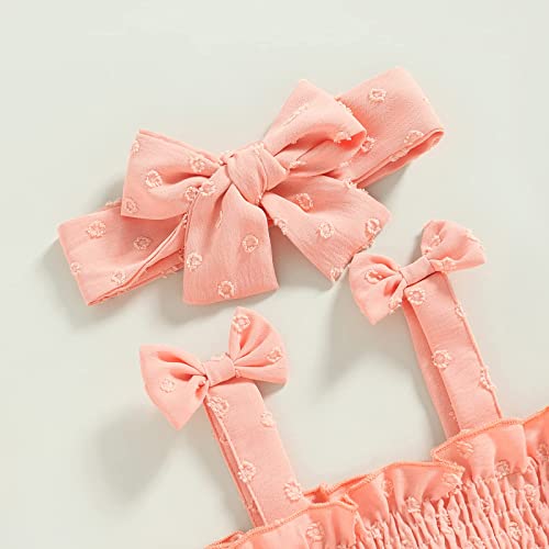 Meihuida Newborn Baby Girl Romper Ruched Boho Summer Clothes With Headband Pink 3-6 Months #TOP1