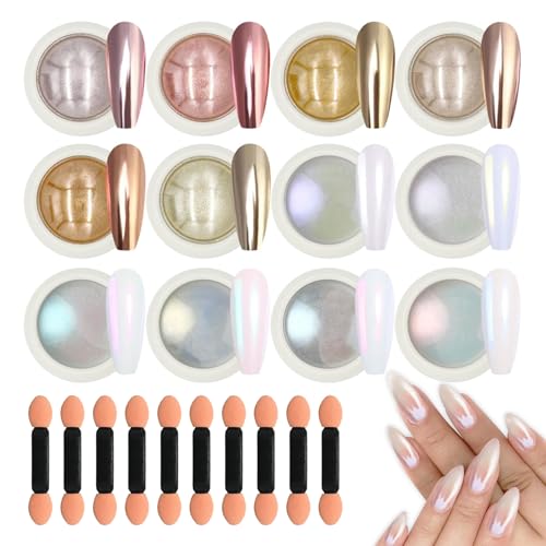 ZHITENG 22 Pièces Poudre Chrome Ongle, Poudre Nails avec Paillettes Effet Chrome Ongle Miroir Métallique Brillant Pigment Nail Art, pour la Décoration Nail...