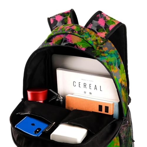 Mochila casual multicolor con estampado floral para notebook y libros de texto escolares 4